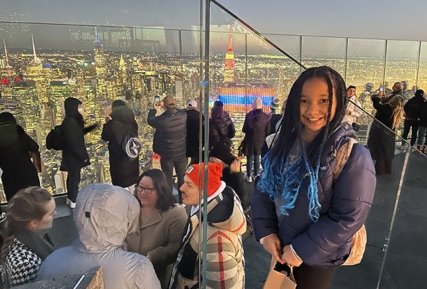 Get a birds eye view of the skyline from the Edge observation deck at Hudson Yards. Plan a visit near sundown to watch the city lights come to life. Photo by Jody Mercier