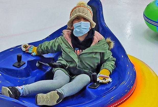 The ice bumper cars at Ocean Ice Palace are guaranteed to bring out the smiles...even behind the masks.