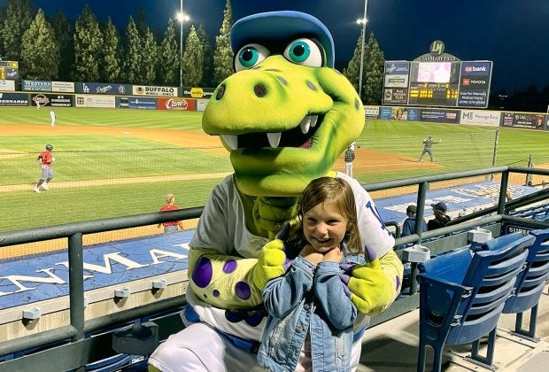 Meet Tremor at a Quakes minor league baseball game. Photo courtesy of the Quakes Facebook page
