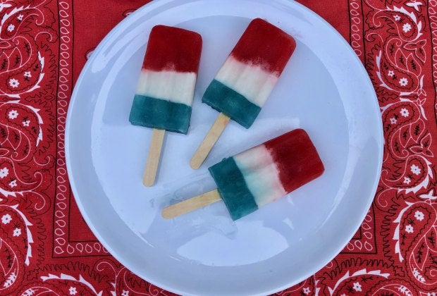 This patriotic pop is bursting with watermelon, coconut, and raspberry flavors. Photo by Mommy Poppins