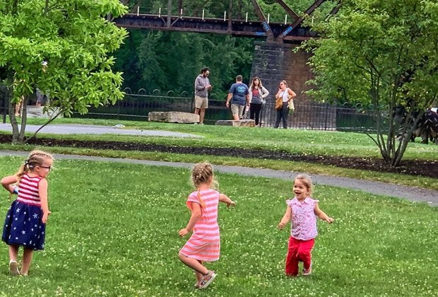 Kids play at South Park near the Easton Farmers Market. Photo courtesy of the market