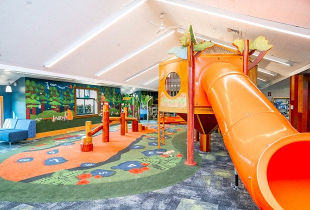 Slide into the Redwood Romp Play Space. Photo courtesy of Santa Clara County