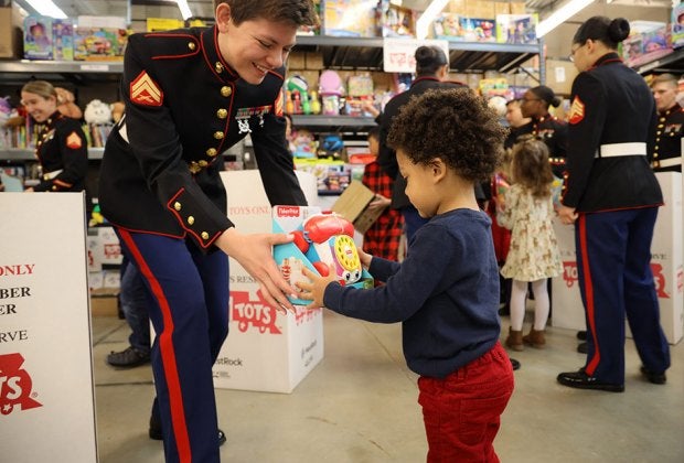 Toys for Tots brings Christmas joy to children in need. Photo courtesy of the Marine Toys for Tots Foundation