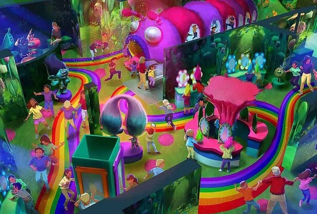 A rendering of DreamWorks Trolls The Experience opening this fall.  Rendering courtesy of Feld Entertainment Inc.