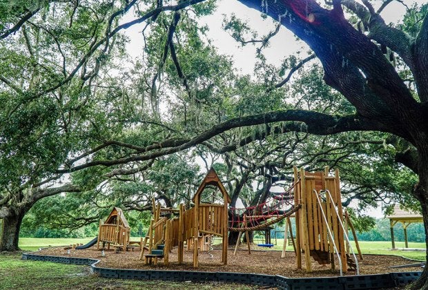 The playground at Tucker Ranch Preserve sports a treehouse-feel, surrounded by nature.