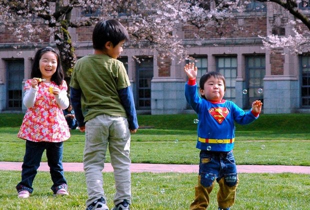 The famous DC cherry blossoms will make the whole family smile. Photo courtesy of Wonderlane Photography, Flickr Attribution 2.0 Generic 