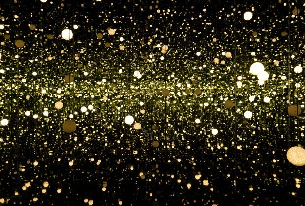 Yayoi Kusama's Mirrored Infinity Room is illuminated by an LED lighting system which projects the appearance of infinite space. Photo courtesy of David Zwirmer Gallery