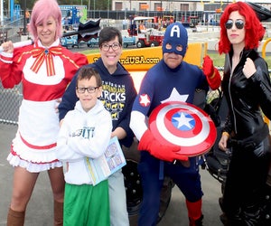 Meet your favorite superheroes at Diggerland on Saturday. Photo courtesy of Diggerland