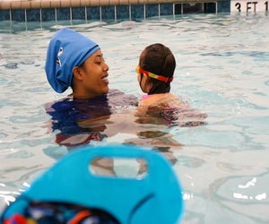 Class sizes are small at Swimmerman Swim School. Photo courtesy of the school