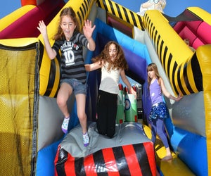 Purim slide at Temple Judea. Photo by Steve Sherman Photo courtesy of Temple Judea