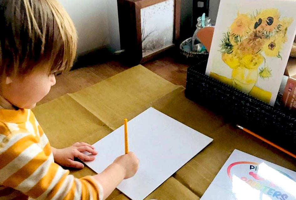Create your own vision of van Gogh's sunflowers with a kit from Pint Size Painters. Photo by Amanda Moore
