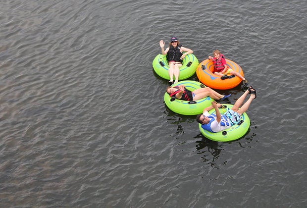 Family tubing at Twin Rivers Tubing