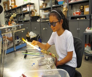 Learn how to blow glass at UrbanGlass' open studio. Photo courtesy of UrbanGlass