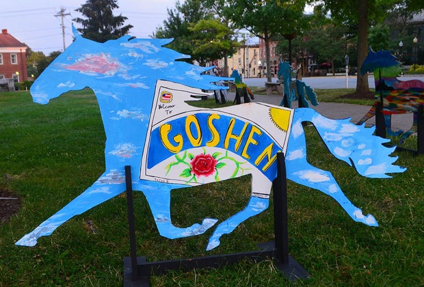 Goshen with kids trotters scattered around town