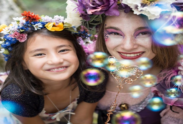New York Renaissance Faire woman and girl dressed as fairies