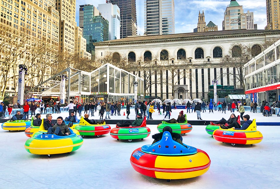 Bryant Park's Bumper Cars are a mainstay of late-winter fun in the park. Photo by Janet Bloom 