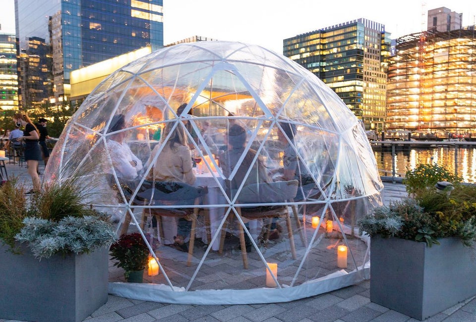 These igloos have a waterfront view. Photo courtesy of Woods Hill Pier 4, Seaport