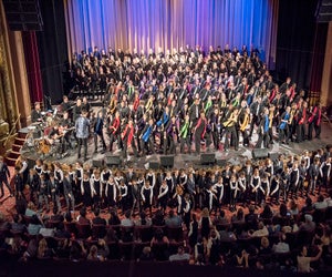 The Young People's Chorus gets very merry in its holiday concert. Photo credit: Stephanie Berger.