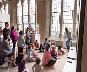 The Yale University Art Gallery invites families for stories from around the world that highlight unique features of objects in the collection. Photo by Lauren Larsen